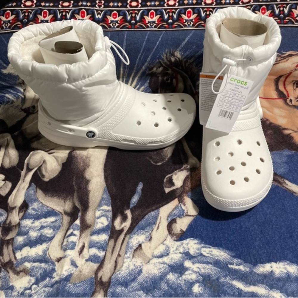 CROCS Classic Lined Neo Puff Boot White 206630-143 Men 11 / Women 13 - New
